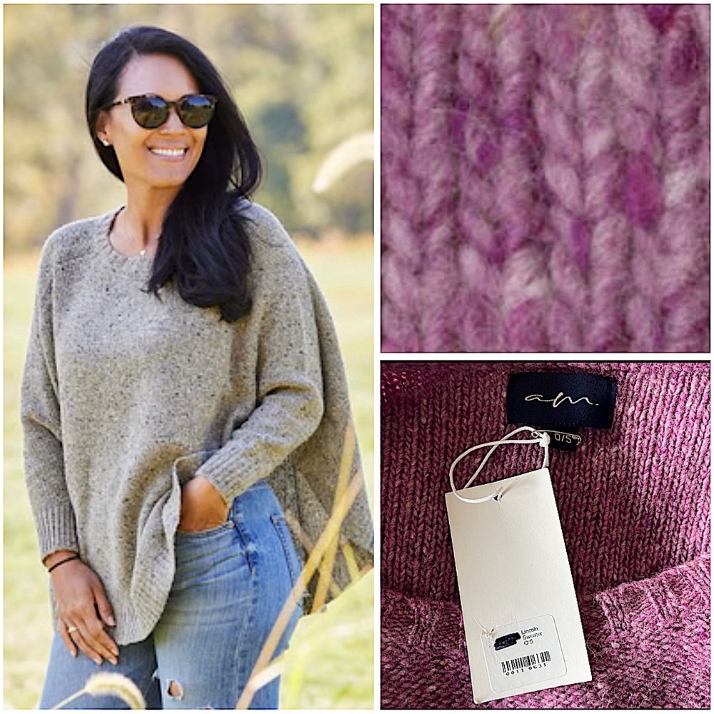 NWT $225 April Marin Lincoln Poncho Sweater Wool Alpaca Purple 2 4 6 8 10 12